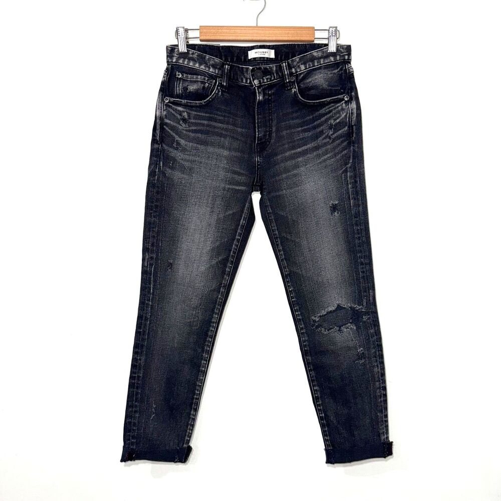 Moussy Vintage Japanese Denim Howa Jean - Distressed Washed Black 27